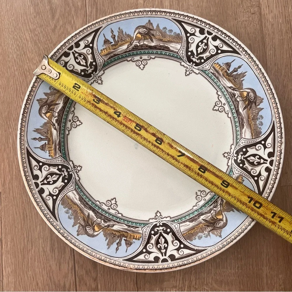 Antique Bates Walker & Co Poonah Pattern Transferware 10 1/2” Plate C. 1876-1878